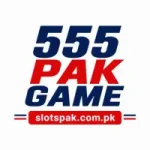 555PAK Game logo with navy and red text and slotspak.com.pk domain banner.
